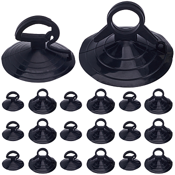 32Pcs 2 Style PVC Car Glass Windshield Sunshade Suction Cups, with Hole, for Hanging Things, Toy Making, Ribbon Decoration, Black, 35x22mm & 45x27mm, 16pcs/style