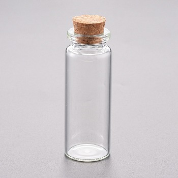 Glass Bead Containers, with Cork Stopper, Wishing Bottle, Clear, 2.15x5.95cm, Capacity: 12ml(0.4 fl. oz)