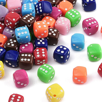 Opaque Acrylic Beads, Dice, Mixed Color, 12x12x12mm, Hole: 2mm, about 588pcs/500g