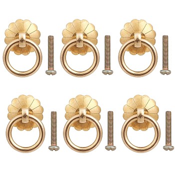 Alloy Drawer Drop Pull Rings, Flower Cabinet Pulls Handles for Drawer, Doorknob Accessories, with Brass Screw, Golden, 23~33.5x23~24.5x4.5~10mm, Hole: 3.5mm & 5.5mm, 3pcs/set