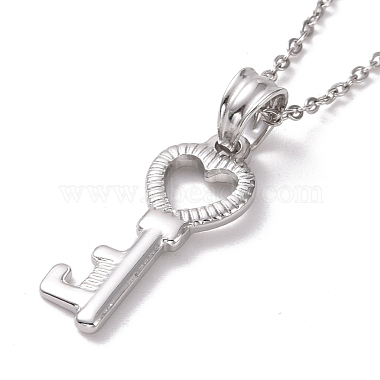 304 Edelstahl-Herz-Skelett-Schlüsselanhänger-Halskette für Frauen(STAS-E154-16P)-3