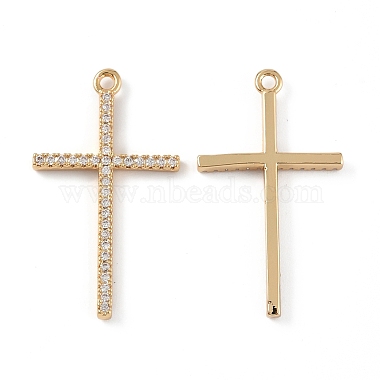 Real 18K Gold Plated Clear Cross Brass+Cubic Zirconia Pendants