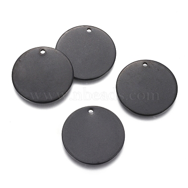 Gunmetal Flat Round Stainless Steel Pendants