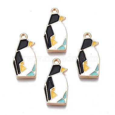 Light Gold Black Penguin Alloy+Enamel Pendants