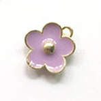 Light Gold Plated Alloy Enamel Charms, Flower, Cadmium Free & Lead Free, Plum, 13x11mm(ENAM-CJC0003-13G-02)