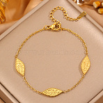 304 Stainless Steel Link Bracelets, Cable Chain Bracelets for Women Horse Eye, Golden, 6.50 inch(16.5cm)(WG31B8D-01)