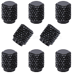 8Pcs Rubber Rhinestone Tire Valve Stem Caps, Column, Jet, 17x13.5mm, Inner Diameter: 7mm(FIND-GF0009-36A)