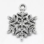 Tibetan Style Alloy Pendants, Snowflake, Cadmium Free & Lead Free, Antique Silver, 22.5x16.5x3mm, Hole: 2mm, about 730pcs/1000g(TIBE-S301-037AS-RS)