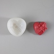 Valentine's Day Heart & Rose DIY Silicone Molds, Fondant Molds, Resin Casting Molds, for Chocolate, Candy, UV Resin & Epoxy Resin Craft Making, White, 53x53.5x31.5mm(SIL-Z008-02E)
