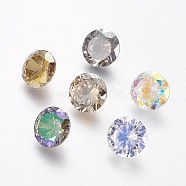 Electroplated Cubic Zirconia Pointed Back Cabochons, Flat Round, Faceted, Mixed Color, 10x5.9mm(ZIRC-I024-05)