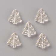 Handmade Lampwork Beads, with Glitter Powder, Christmas Trees, Clear, 16x15x5mm, Hole: 1mm(LAMP-TAC0001-06B)