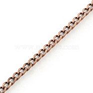 Unwelded Iron Curb Chains, with Spool, Red Copper, 2.5x1.6x0.45mm, about 328.08 Feet(100m)/roll(CH-R078-10R)