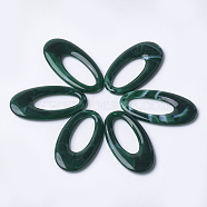 Acrylic Pendants, Imitation Gemstone Style, Oval, Dark Green, 47x25x4.5mm, Hole: 1.8mm, about 170pcs/500g(OACR-T007-06L)