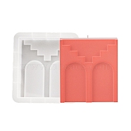 DIY Square with Rampart Pattern Candle Silicone Molds, for Candle MakingMaking, White, 12.8x12.1x2.85cm(DIY-G113-09A)