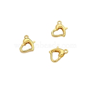 Brass Lobster Claw Clasps, Heart, Golden, 12x11mm(PW-WG11726-02)