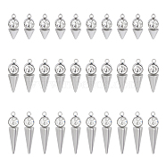 Unicraftale 30Pcs 3 Styles  202 Stainless Steel Pendants, with Rhinestones, Cone/Spike Charm, Stainless Steel Color, Crystal, 14~23x6x5~5.5mm, Hole: 1.2mm, 10pcs/style(STAS-UN0049-62)