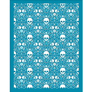 Silk Screen Printing Stencil, for Painting on Wood, DIY Decoration T-Shirt Fabric, Skull Pattern, 100x127mm(DIY-WH0341-196)