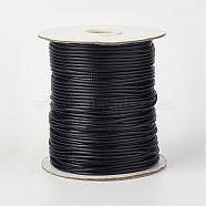 Eco-Friendly Korean Waxed Polyester Cord, Black, 1.5mm, about 169.51~174.98 Yards(155~160m)/Roll(YC-P002-1.5mm-1106)