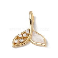 Brass Micro Pave Clear Cubic Zirconia Epoxy Resin Pendants, Cadmium Free & Nickel Free & Lead Free, Rack Plating, Fishtail, Real 18K Gold Plated, 21.5x18.5x6mm, Hole: 3x6mm(KK-G439-14G)