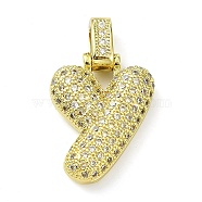 Brass Micro Pave Clear Cubic Zirconia Pendants, Real 18K Gold Plated, Letter Y, 28mm, Hole: 4.8x3.5mm, Pendant: 22.5x17x5.5mm(KK-M279-01G-Y)