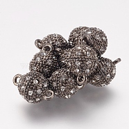 Alloy Rhinestone Magnetic Clasps with Loops, Oval, Gunmetal, 16x10mm, Hole: 1.5mm(X-RB-H116-2-B)