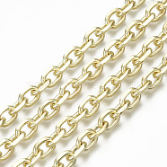 Unwelded Iron Cable Chains, Diamond Cut Chains, with Spool, Real 16K Gold Plated, Real 16K Gold Plated, 8.8x6.2x1.7mm, about 32.8 Feet(10m)/roll(CH-S125-20B-04)