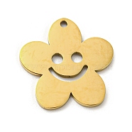 201 Stainless Steel Pendants, Laser Cut, Golden, Flower, 17x16.5x1mm, Hole: 1.2mm, 5pcs/bag(STAS-H188-03B-G)