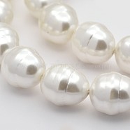 Oval Shell Pearl Bead Strands, Polished, Beige, 15x13x12mm, Hole: 1mm, about 26pcs/strand, 15.7 inch(BSHE-M008-09)