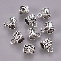 Tibetan Style Hangers, Bail Beads, Cadmium Free & Lead Free, Black, Antique Silver Color, Size: about 8mm in diameter, 9mm thick, Inner Diameter: 5.5mm, hole: 3mm(X-K08U0042)