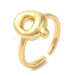 Brass Open Cuff Rings, for Women, Lead Free & Cadmium Free, Real 18K Gold Plated, Letter Q, 11mm, Adjustable(RJEW-U008-06Q-G)