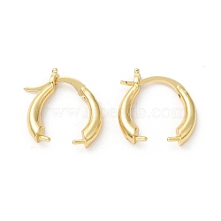 Brass Hoop Earring Findings, with Pendant Bails, Real 18K Gold Plated, 17x16x4mm, Pin: 1mm and 1~1.6x0.5mm(KK-A182-01G)