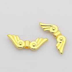 Tibetan Style Alloy Beads, Lead Free & Cadmium Free & Nickel Free, Golden Color, Wings, 21x7.5mm, Hole: 1mm(X-TIBEB-1000-G-FF)