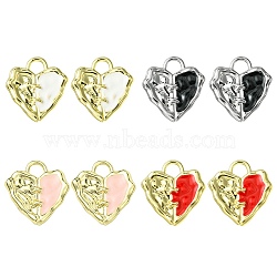 8Pcs 4 Colors Alloy Enamel Pendants, Light Gold, Heart, Mixed Color, 19x18x3mm, Hole: 4x4mm, 2pcs/color(ENAM-FS0001-70)