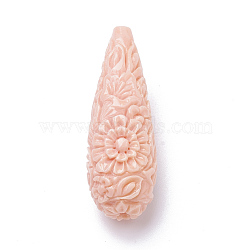 Synthetic Coral Beads, Dyed, teardrop, Misty Rose, 40~42x14mm, Hole: 1.6mm(X-CORA-Q033-01J)