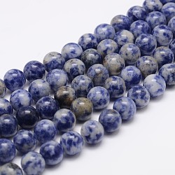 Natural Blue Spot Jasper Bead Strands, Round, 6mm, Hole: 1mm, about 61~65pcs/strand, 15 inch(X-G-R193-15-6mm)