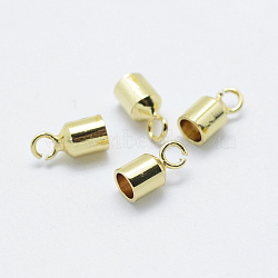 Brass Cord Ends, End Caps, Long-Lasting Plated, Column, Golden, 8~9.5x4mm, Hole: 1.5~2mm, 3mm inner diameter(KK-K206-04G)