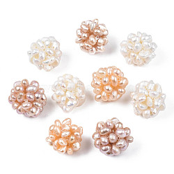 Round Natural Cultured Freshwater Pearl Beads, Handmade Ball Cluster Beads, Mixed Color, 15.5~17mm, Hole: 1.8mm(PEAR-N020-04A)