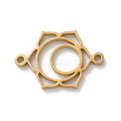 304 Stainless Steel Hollow Chakra Links, Real 18K Gold Plated and Fine Polishing, Svadhisthana, 10.5x15x1mm, Hole: 1mm(STAS-S149-05C)