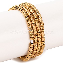 Electroplated Synthetic Non-magnetic Hematite Beads Strands, Faceted, Rondelle, Real 24K Gold Plated, 2x1mm, Hole: 0.7mm, about 335pcs/strand, 15.55''(39.5cm)(G-H027-E01-01)