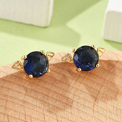 Bat Brass Glass Stud Earrings for Women, Cadmium Free & Lead Free, Long-Lasting Plated, Rack Plating, Golden, 7x12.5mm(EJEW-G428-15G)