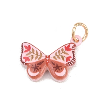 Printed 304 Stainless Steel Pendants, Golden, Butterfly, 15x19x4mm, Jump Ring: 6x1mm, 4mm Inner Diameter