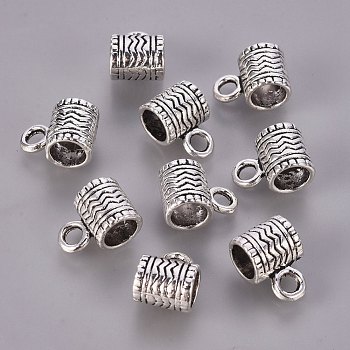 Tibetan Style Hangers, Bail Beads, Cadmium Free & Lead Free, Black, Antique Silver Color, Size: about 8mm in diameter, 9mm thick, Inner Diameter: 5.5mm, hole: 3mm