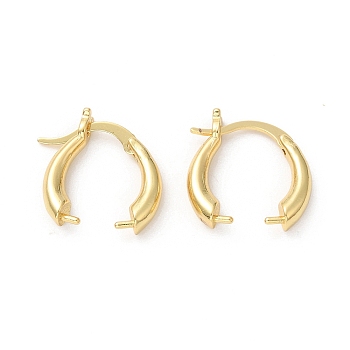 Brass Hoop Earring Findings, with Pendant Bails, Real 18K Gold Plated, 17x16x4mm, Pin: 1mm and 1~1.6x0.5mm