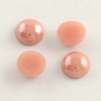 Pearlized Plated Opaque Glass Cabochons, Half Round/Dome, Rosy Brown, 3x1mm
