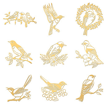 Nickel Decoration Stickers, Metal Resin Filler, Epoxy Resin & UV Resin Craft Filling Material, Bird, 40x40mm, 9 style, 1pc/style, 9pcs/set