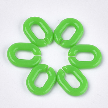 Acrylic Linking Rings, Quick Link Connectors, For Jewelry Chains Making, Oval, Lime Green, 19x14x4.5mm, Hole: 11x5.5mm, about 680pcs/500g