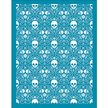 Silk Screen Printing Stencil, for Painting on Wood, DIY Decoration T-Shirt Fabric, Skull Pattern, 100x127mm