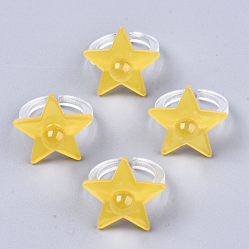 (Jewelry Parties Factory Sale)Transparent Acrylic Cuff Rings, Open Rings, Star, Gold, US Size 8 1/4(18.3mm)