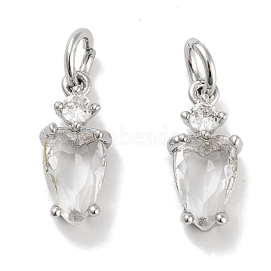 Platinum Clear Heart Brass+Cubic Zirconia Charms