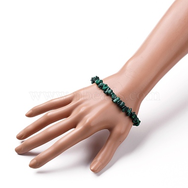 Natural Malachite Chip Beads Stretch Bracelets(BJEW-JB05765-04)-3
